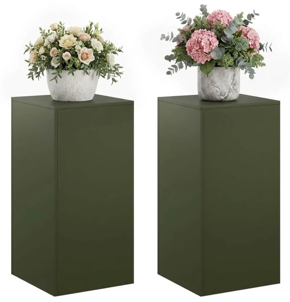 Stalak za biljke 2 pcs Maslinastozelena 40 x 40 x 80 cm Čelik - Maslinastozelena 2x (40 x 40 x 80 cm)