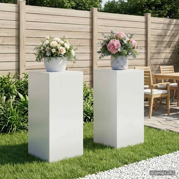 Stalak za biljke 2 pcs Bijela 40 x 40 x 80 cm Čelik - Bijela 2x (40 x 40 x 80 cm)