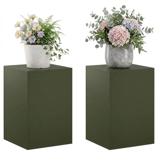 Stalak za biljke 2 pcs Maslinastozelena 40 x 40 x 60 cm Čelik - Maslinastozelena 2x (40 x 40 x 60 cm)