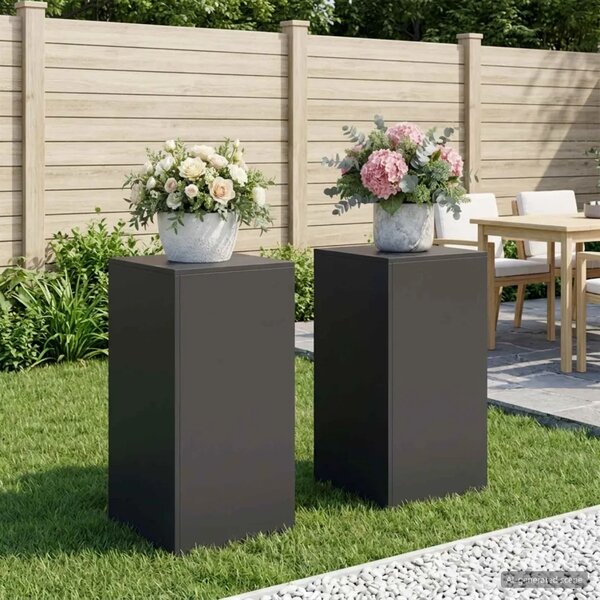 Stalak za biljke 2 pcs Crna 40 x 40 x 80 cm Čelik - Crna 2x (40 x 40 x 80 cm)