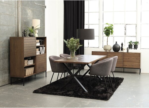 Tamno siva podstavljena blagovaonska stolica s naslonima za ruke Easton – Unique Furniture