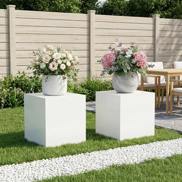 Stalak za biljke 2 pcs Bijela 40 x 40 x 40 cm Čelik - Bijela 2x (40 x 40 x 40 cm)