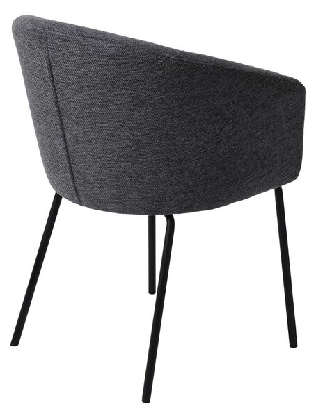 Tamno siva podstavljena blagovaonska stolica s naslonima za ruke Easton – Unique Furniture