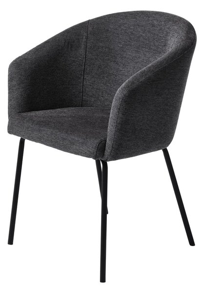 Tamno siva podstavljena blagovaonska stolica s naslonima za ruke Easton – Unique Furniture