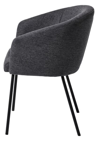 Tamno siva podstavljena blagovaonska stolica s naslonima za ruke Easton – Unique Furniture