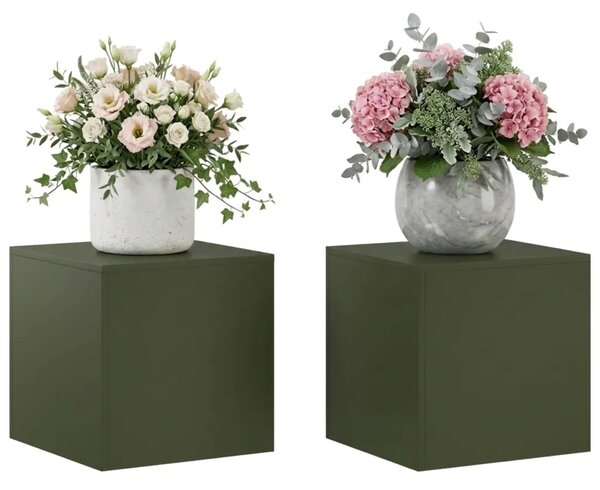 Stalak za biljke 2 pcs Maslinastozelena 40 x 40 x 40 cm Čelik - Maslinastozelena 2x (40 x 40 x 40 cm)