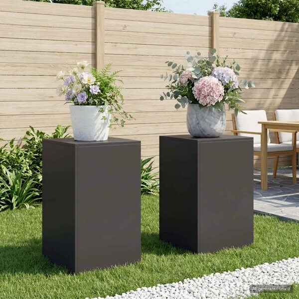 Stalak za biljke 2 pcs Crna 40 x 40 x 60 cm Čelik - Crna 2x (40 x 40 x 60 cm)