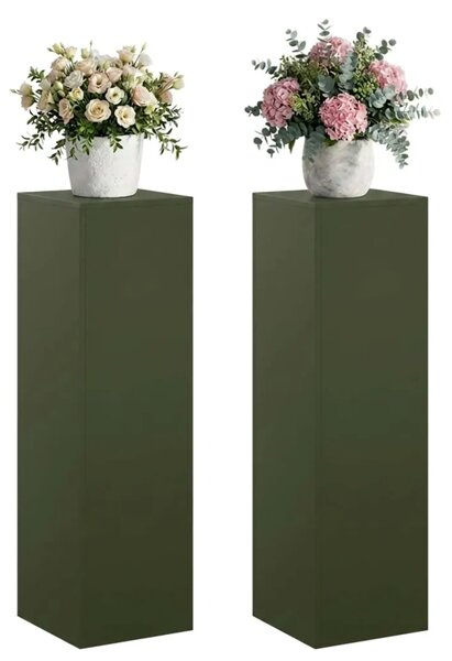 Stalak za biljke 2 pcs Maslinastozelena 30 x 30 x 100 cm Čelik - Maslinastozelena 2x (30 x 30 x 100 cm)