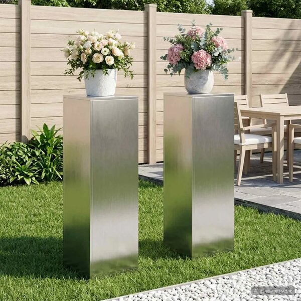 Stalak za biljke 2 pcs Srebrna 30 x 30 x 100 cm Čelik - Nehrđajući čelik 2x (30 x 30 x 100 cm)