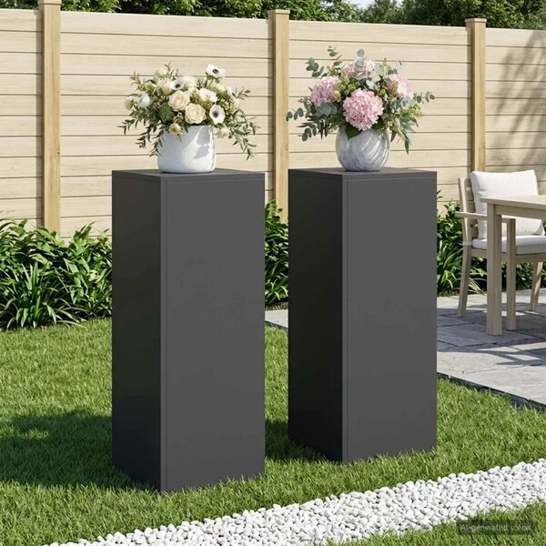 Stalak za biljke 2 pcs Crna 30 x 30 x 80 cm Čelik - Crna 2x (30 x 30 x 80 cm)