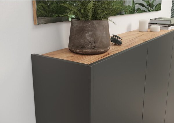 Antracitno sivi viseći ormarić u dekoru hrasta 138x87x25 cm Libbiano – Germania