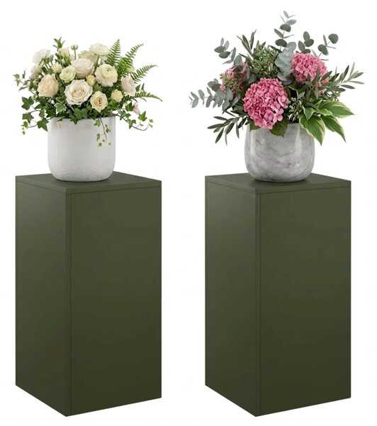 Stalak za biljke 2 pcs Maslinastozelena 30 x 30 x 60 cm Čelik - Maslinastozelena 2x (30 x 30 x 60 cm)
