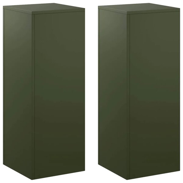 Stalak za biljke 2 pcs Maslinastozelena 30 x 30 x 80 cm Čelik - Maslinastozelena 2x (30 x 30 x 80 cm)