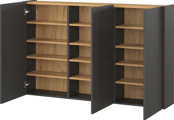 Antracitno sivi viseći ormarić u dekoru hrasta 138x87x25 cm Libbiano – Germania