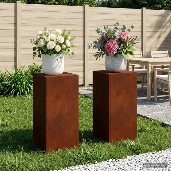 Stalak za biljke 2 pcs Rđa 30 x 30 x 60 cm Otporni čelik - Otporni čelik 2x (30 x 30 x 60 cm)