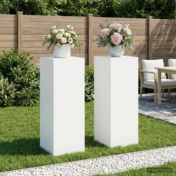 Stalak za biljke 2 pcs Bijela 30 x 30 x 80 cm Čelik - Bijela 2x (30 x 30 x 80 cm)