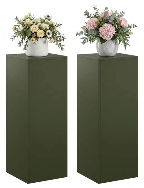 Stalak za biljke 2 pcs Maslinastozelena 30 x 30 x 80 cm Čelik - Maslinastozelena 2x (30 x 30 x 80 cm)