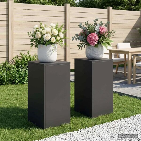 Stalak za biljke 2 pcs Crna 30 x 30 x 60 cm Čelik - Crna 2x (30 x 30 x 60 cm)
