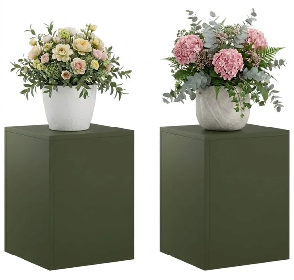 Stalak za biljke 2 pcs Maslinastozelena 30 x 30 x 40 cm Čelik - Maslinastozelena 2x (30 x 30 x 40 cm)