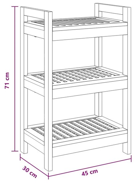 Polica za kupaonicu Prirodna 45 x 30 x 71 cm Čvrsto teak drvo - 3 police