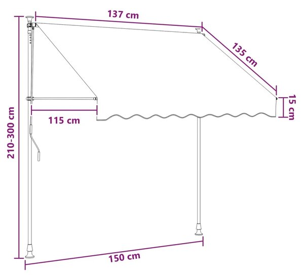 Ručno sklopiva tenda Šareni 150 x 115 x 300 cm - Šareni 150 cm Bijeli okvir