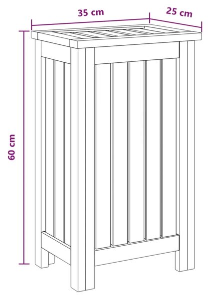 Košarica za rublje Prirodna Čvrsto teak drvo - 35 x 25 x 60 cm s platnenom torbom