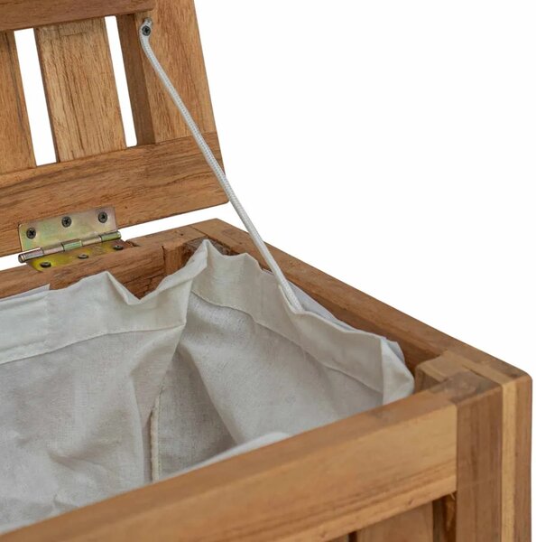 Košarica za rublje Prirodna Čvrsto teak drvo - 35 x 25 x 60 cm s platnenom torbom