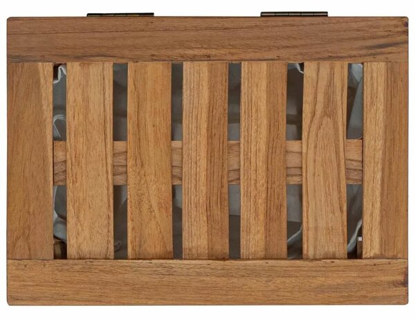 Košarica za rublje Prirodna Čvrsto teak drvo - 35 x 25 x 60 cm s platnenom torbom
