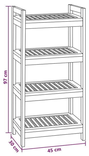 Polica za kupaonicu Prirodna 45 x 30 x 97 cm Čvrsto teak drvo - 4 police