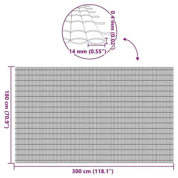 Vrtna ograda dvostrana siva 1 8x3 m PVC - Siva 180 x 300 cm
