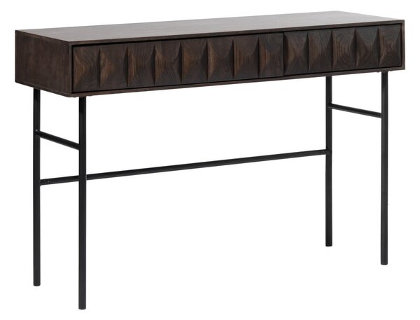 Tamno smeđi pomoćni stol s pločom stola u dekoru hrasta 39x117 cm Latina – Unique Furniture