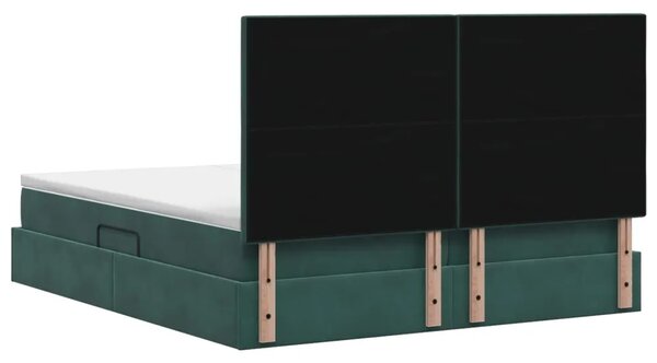Krevet s od storage s pohranom Tamnozelena 180 x 200 cm Baršun - Tamnozelena 180 x 200 cm Prošiveno gumbima
