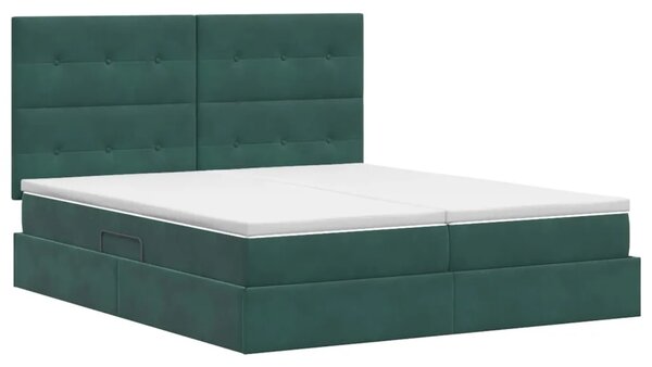 Krevet s od storage s pohranom Tamnozelena 180 x 200 cm Baršun - Tamnozelena 180 x 200 cm Prošiveno gumbima