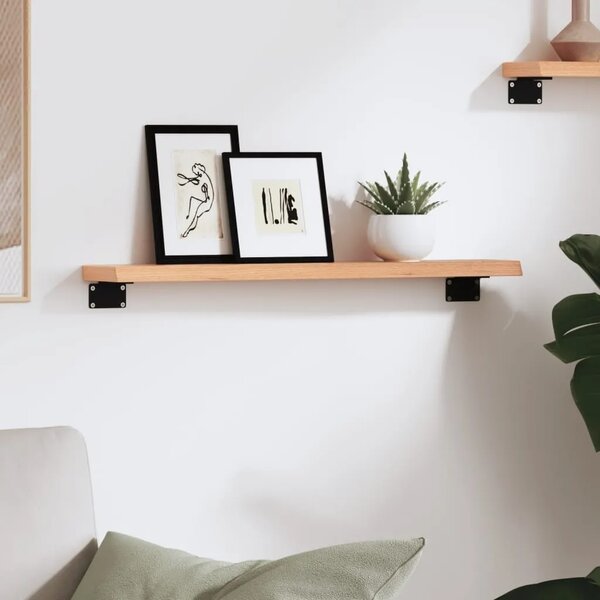 Zidna polica svjetlosmeđa 60 x 10 x 2 cm od obrađene hrastovine - Svjetlosmeđa 60 x 10 x 2 cm