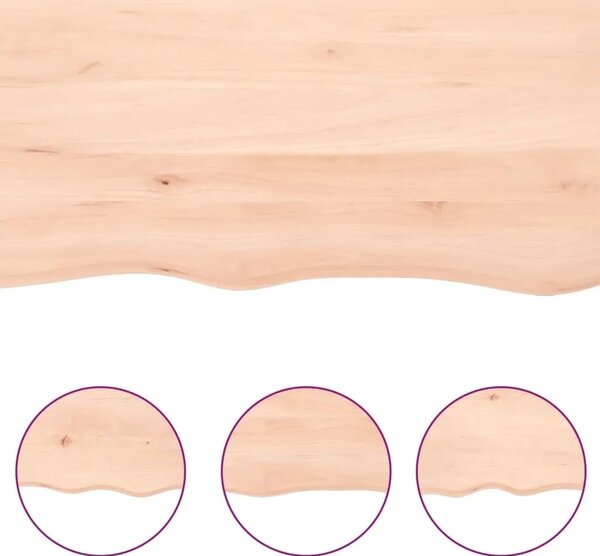 Zidna polica 100x40x(2-6) cm neobrađena masivna hrastovina - Prirodna 100 x 40 x 6 cm