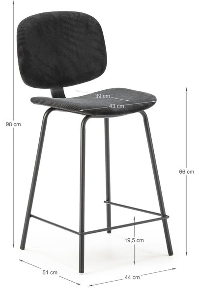 Crne barske stolice u setu 2 kom (visine sjedala 66 cm) Arus – Marckeric