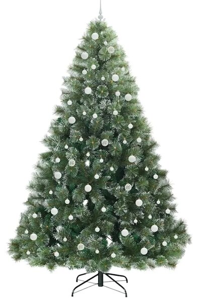 Umjetno božićno drvce Zelena 240 cm PE i PVC - 240 cm Bijelo s LED-icama i bijelim kuglicama