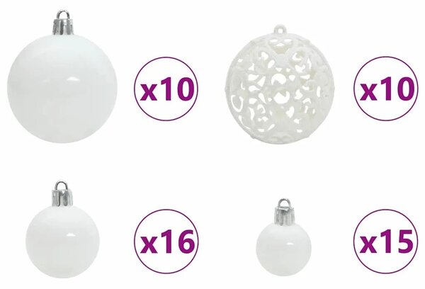 Umjetno božićno drvce Zelena 240 cm PE i PVC - 240 cm Bijelo s LED-icama i bijelim kuglicama