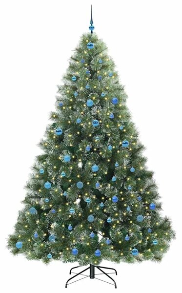 Umjetno božićno drvce s stalakom Zelena 240 cm PE i PVC - 240 cm Bijelo s LED-ima i plavim kuglicama
