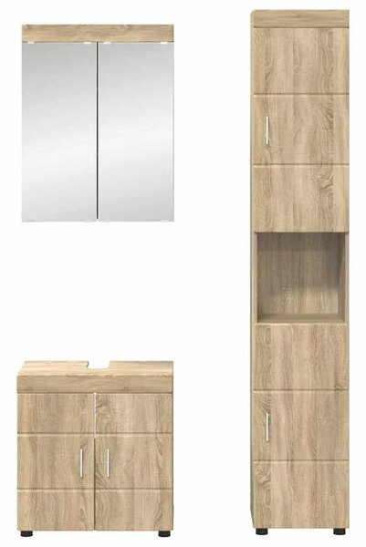 Set namještaja za kupaonicu TULUM 3 kom. Sonoma hrast - sonoma hrast Kupaonski ormar s ogledalom + visoki ormar