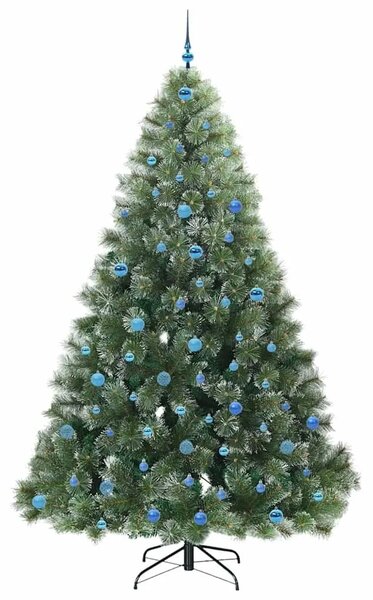 Umjetno božićno drvce s stalakom Zelena 240 cm PE i PVC - 240 cm Bijelo s LED-ima i plavim kuglicama