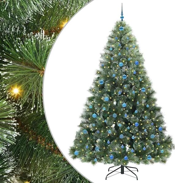 Umjetno božićno drvce s stalakom Zelena 240 cm PE i PVC - 240 cm Bijelo s LED-ima i plavim kuglicama