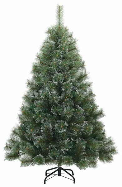 Umjetno božićno drvce s stalakom Zelena 120 cm PE i PVC - 120 cm Bijelo s LED-ima i ružičastim zlatnim kuglicama