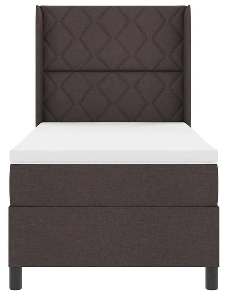 Box spring krevet Tamno smeđa 200 x 90 cm tkanina - Tamno smeđa 90 x 200 cm Dizajn s rombovima