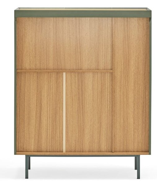 Zelena visoka komoda u dekoru hrasta 95x120 cm Arista – Teulat