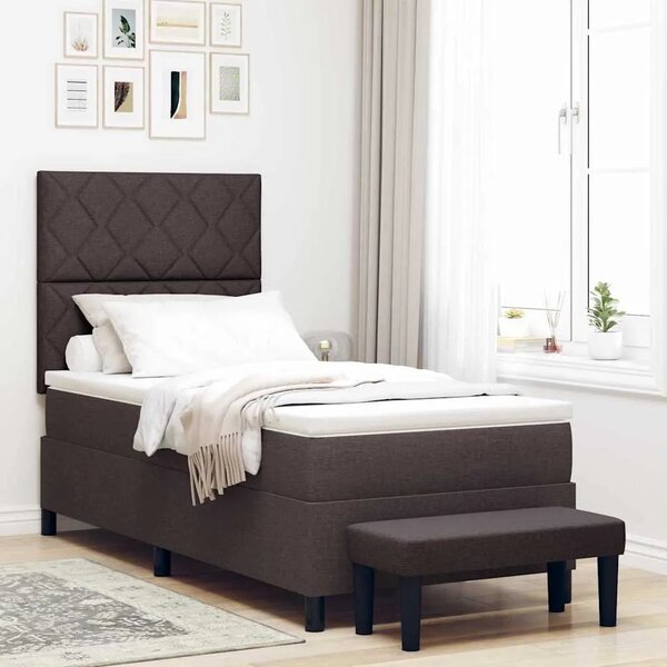 Box spring krevet Tamno smeđa 90 x 190 cm tkanina - Tamno smeđa 90 x 190 cm Dizajn s rombovima