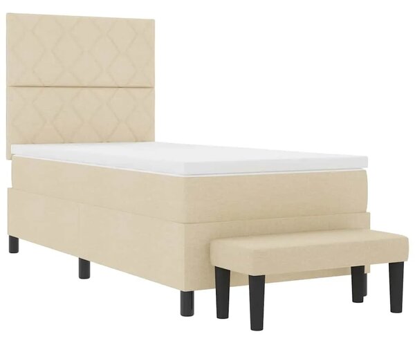 Box spring krevet s jastukom Krema 90 x 200 cm tkanina - Krema 90 x 200 cm Dizajn s rombovima