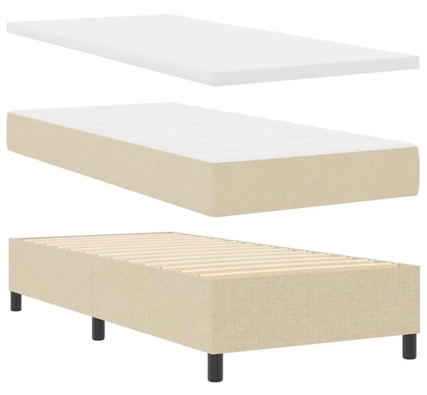 Box spring krevet s jastukom Krema 90 x 200 cm tkanina - Krema 90 x 200 cm Dizajn s rombovima