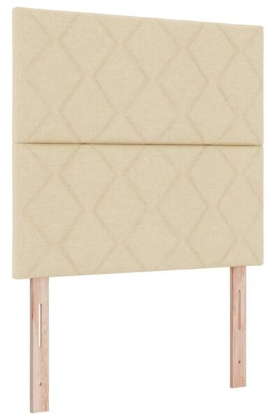 Box spring krevet s jastukom Krema 90 x 200 cm tkanina - Krema 90 x 200 cm Dizajn s rombovima