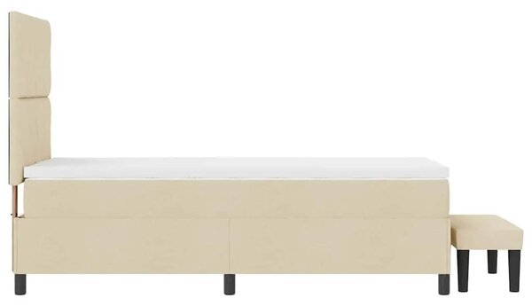 Box spring krevet s jastukom Krema 90 x 200 cm tkanina - Krema 90 x 200 cm Dizajn s rombovima